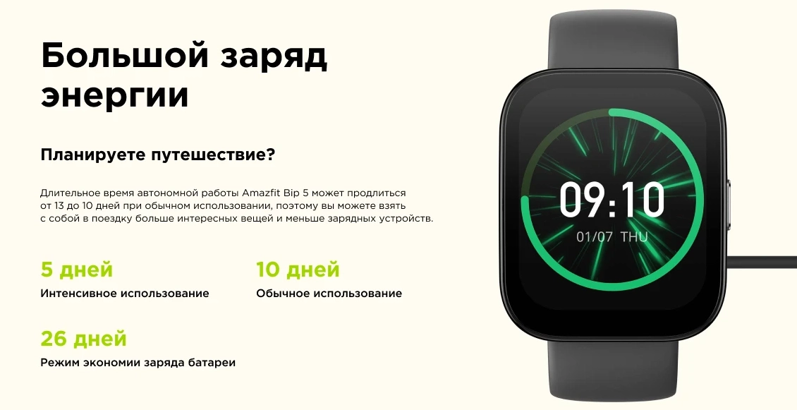 Умные часы Xiaomi Amazfit BIP 5 розовый (розовый ремешок) Умные часы Xiaomi Amazfit BIP 5 розовый (розовый ремешок) - 5