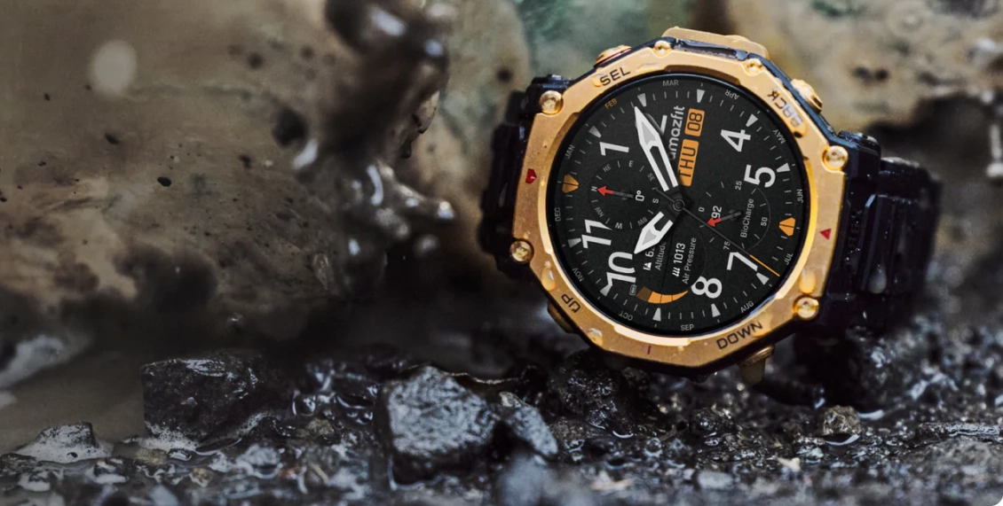 Умные часы Xiaomi Amazfit T-Rex 3 Pro 44mm золотой (чёрный ремешок) Умные часы Xiaomi Amazfit T-Rex 3 Pro 44mm золотой (чёрный ремешок) - 1
