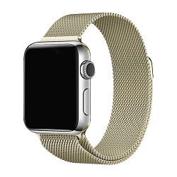 Миланский сетчатый браслет для Apple Watch 38 / 40 / 41 / 42mm сталь светлое золото