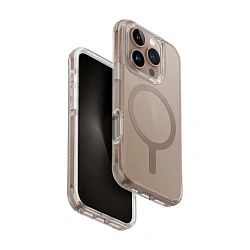 Клип-кейс (накладка) UNIQ Combat MagSafe для Apple iPhone 16 Pro Max полиуретан, прозрачный с золотой рамкой