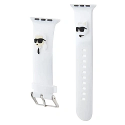 Ремешок CG Mobile Karl Lagerfeld 3D Rubber NFT Karl and Choupette Head для Apple Watch 38 / 40 / 41 / 42mm силикон белый