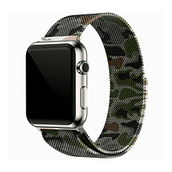 Миланский сетчатый браслет для Apple Watch 38 / 40 / 41 / 42mm сталь (Камуфляж) зелёный