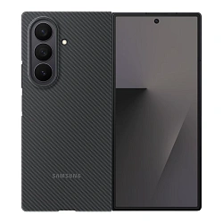 Клип-кейс (накладка) Samsung Carbon Shield Case для Samsung Galaxy Z Fold 7 карбон, чёрно-серый (узкая полоска)
