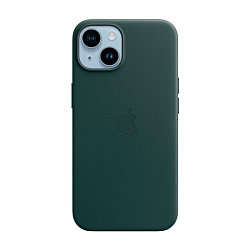 Клип-кейс (накладка) Leather Case MagSafe для Apple iPhone 14 кожа, тёмно-зелёный