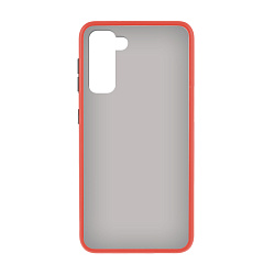 Клип-кейс (накладка) Shell для Samsung Galaxy S21 Plus пластик, затемнённый с красной рамкой