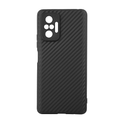 Клип-кейс (накладка) для Xiaomi Redmi Note 10 Pro силикон, чёрный под карбон