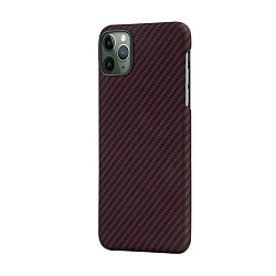 Клип-кейс (накладка) Pitaka MagEZ Case для Apple iPhone 11 Pro Max кевлар (арамид), чёрно-красный (полоска)