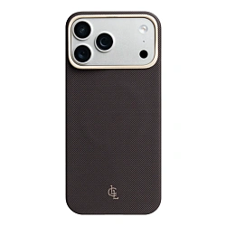 Клип-кейс (накладка) LLC Kevlar для Apple iPhone 17 Pro кевлар (арамид), чёрно-коричневый