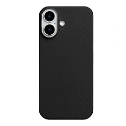 Клип-кейс (накладка) LLC Kevlar для Apple iPhone 17 кевлар (арамид), чёрно-серый