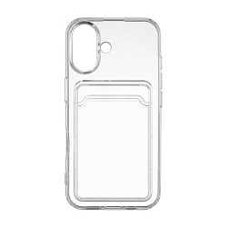 Клип-кейс (накладка) с визитницей Rocket Clear Plus для Apple iPhone 16 (Уценка) прозрачный