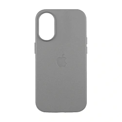 Клип-кейс (накладка) Leather Case MagSafe для Apple iPhone 16 кожа, светло-серый
