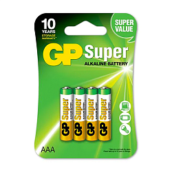 Батарейка GP Alkaline AAA LR03-4BL, 4шт