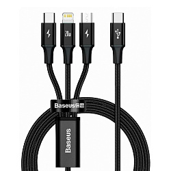 Дата-кабель Baseus Rapid Series Lightning+Type-C+Micro 1.5 м, чёрный