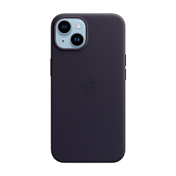 Клип-кейс (накладка) Leather Case MagSafe для Apple iPhone 14 кожа, тёмно-фиолетовый