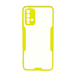 Клип-кейс (накладка) Bubble для Xiaomi Redmi 9T пластик, прозрачный с жёлтой рамкой