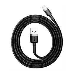 Дата-кабель Baseus Cafule Lightning 3 м, чёрный с серым