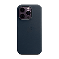 Клип-кейс (накладка) Leather Case MagSafe для Apple iPhone 14 Pro кожа, тёмно-синий
