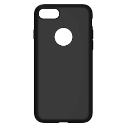 Клип-кейс (накладка) для Apple iPhone 7 / 8 / SE 2020 / 2022 силикон, чёрный матовый с вырезом