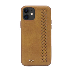 Клип-кейс (накладка) Kajsa Preppie Collection для Apple iPhone 11 кожа, коричневый вертикальное плетение