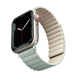 Магнитный браслет UNIQ Revix для Apple Watch 44 / 45 / 46 / 49mm силикон шалфейно-бежевый