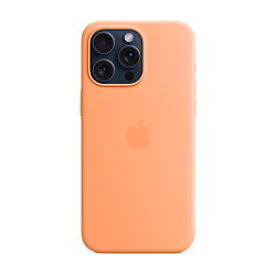 Клип-кейс (накладка)  Silicone Case MagSafe для Apple iPhone 15 Pro (Уценка) оранжевый