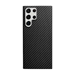 Клип-кейс (накладка) K-DOO Kevlar для Samsung Galaxy S22 Ultra кевлар, чёрно-серый (полоска)