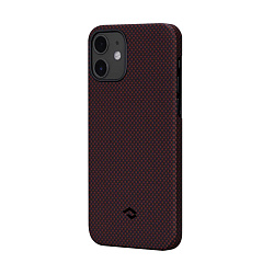 Клип-кейс (накладка) Pitaka MagEZ Case для Apple iPhone 12 Mini кевлар (арамид), чёрно-красный (плетение "шахматы")